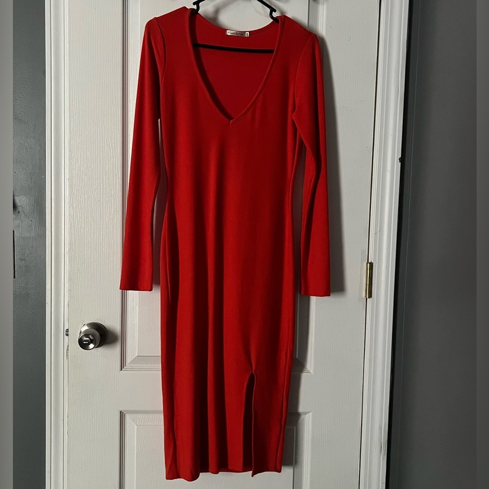 Burnt orange MIDI Dress